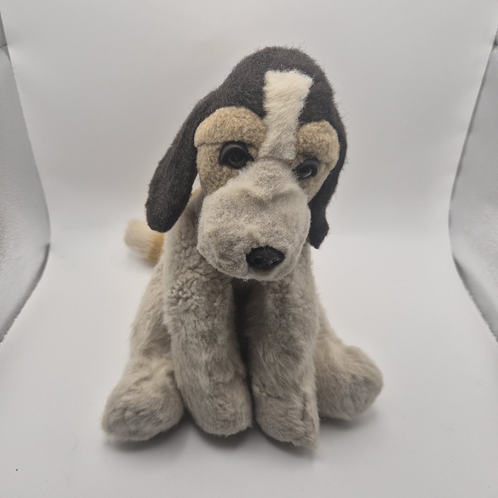 Vintage GUND Snooker Dog Plush Stuffed Animal #13002 Brown White Floppy Ears 10"